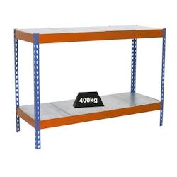 PROREGAL Étagère pour charges lourdes MINI METAL YETI TWO | HxLxP 90x150x45cm | Charge du compartiment 400kg | Bleu-orange - gris métal PR_RS145-14_0