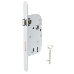 Serrure encastrable à clé pour porte de chambre, axe 50mm, bouts ronds, epoxy, 1 clé - THIRARD - gris 3150269139328_0
