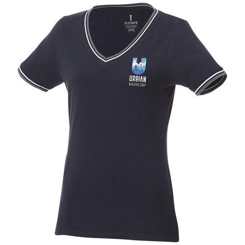 T-shirt maille piquée manches courtes femme Elbert - col V - 100% coton - 180 g/m²_0