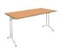 Table rectangulaire en mélamine - 6 606 003 - plateau 25 mm, piétements métalliques avec vérins de réglage_0