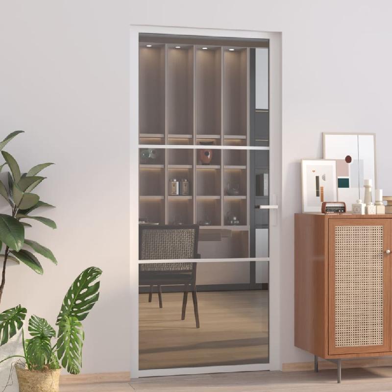 Vidaxl porte intérieure 93x201,5 cm blanc verre esg et aluminium 350586_0