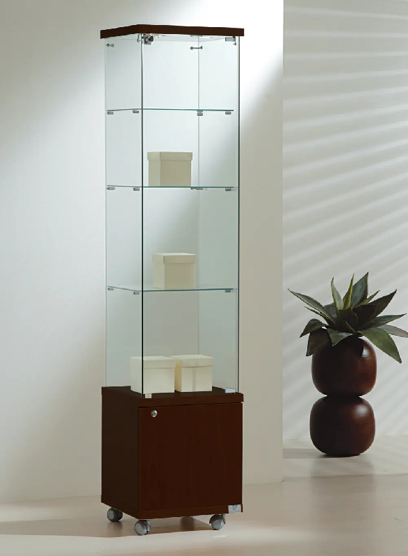 Vitrine colonne 4/18LMVA - rangement, éclairage, verre trempé, couleur wengé_0
