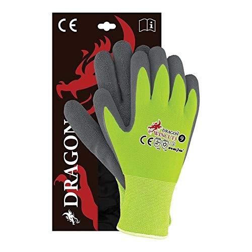 Gants de protection REIS WINCUT3_YS8 DRAGON - Lot de 12 - Jaune/Gris - Double couche polyester et fibres acryliques pour basse température_0
