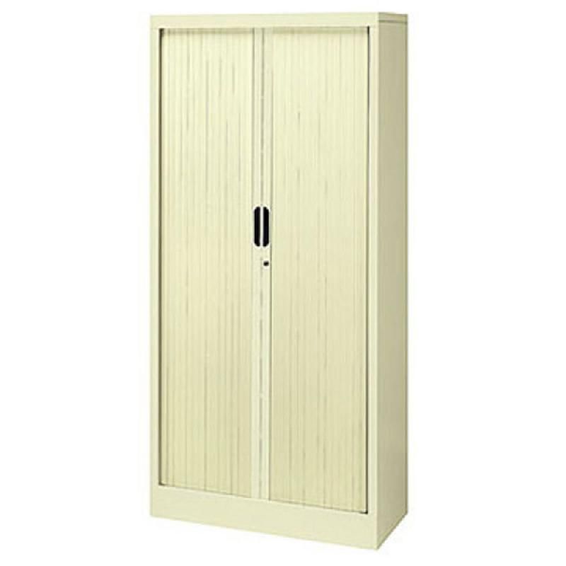 ARMOIRE MÉTAL CLASSTOUT CLASSIQUE - A RIDEAUX - L. 90 X H. 198 CM - CORPS BEIGE  - RIDEAUX BEIGE