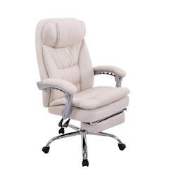 CLP Fauteuil de bureau Troy en tissu avec repose-pieds Crème - beige textile 191696904_0