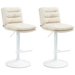 CLP Lot de 2 tabourets de bar Damar en similicuir Crème/Blanc - beige polyester 325689_0