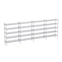 Distform Rayonnage en Acier Inoxydable Linéaires Clayettes Perforées 5050 à 5950 mm 5 Niv P500 Acier inoxydable 5650x500x - 641094462901_0