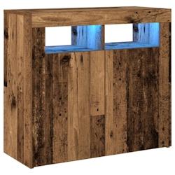 HELLOSHOP26 - Buffet bahut commode armoire meuble de rangement organisateur cuisine salle de séjour salon et lumières LED vieux bois 80 x 35 x 75 cm_0