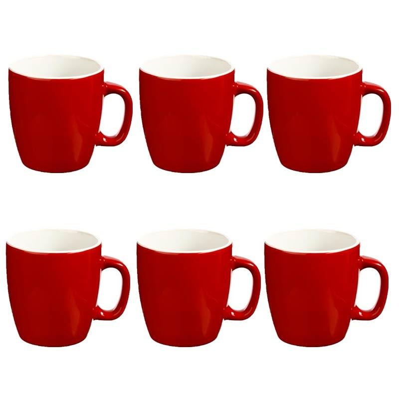 Lot de 6 mugs colorés 18cl Rouge - Faïence - Paris Prix_0