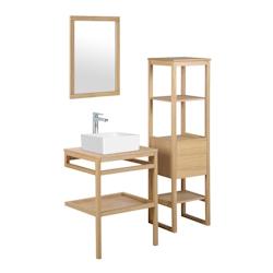 MOB-IN Meuble de salle de bain 60 cm HOPP avec colonne, miroir et vasque carrée COMA - 3760232703090_0