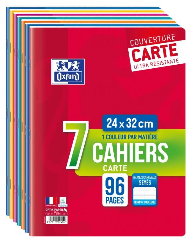 Oxford Lot de 5 Lot de 7 cahiers Color Life piqué 24x32, 96p./48 feuilles 90g/m², Seyès, coloris assortis (7) - 3020120024202_0