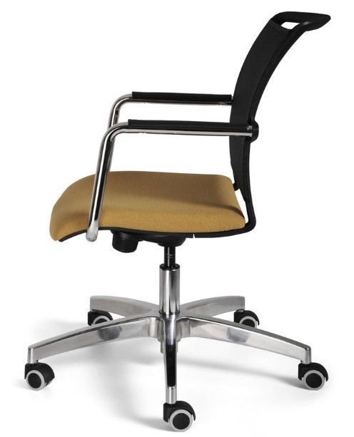 Passo - Chaise de bureau ergonomique - Sitis - Base en acier et polyester - Dossier résille noire - Piètement aluminium poli_0