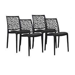 RATTATAN Lot de 4 chaises en polypropylène avec coussin, empilables, design moderne pour cuisine, salle à manger, bar ou restaurant – Anna – Noi_0