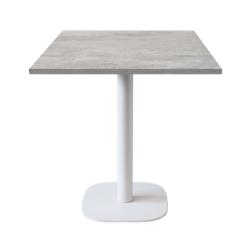 Restootab - Table 70x70cm - modèle Round pied blanc béton naturel - gris fonte 3760371511181_0