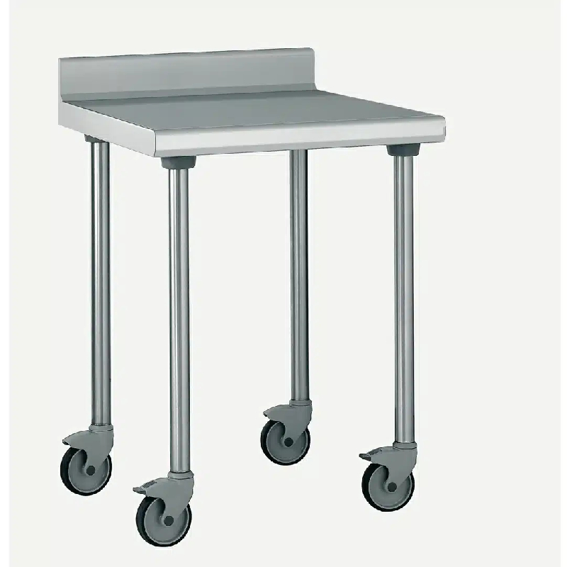 Table inox TS 15N démontable sur roues à dosseret pieds ronds largeur 600 mm (Longueur, mm: 600 Réf-414940-44)_0