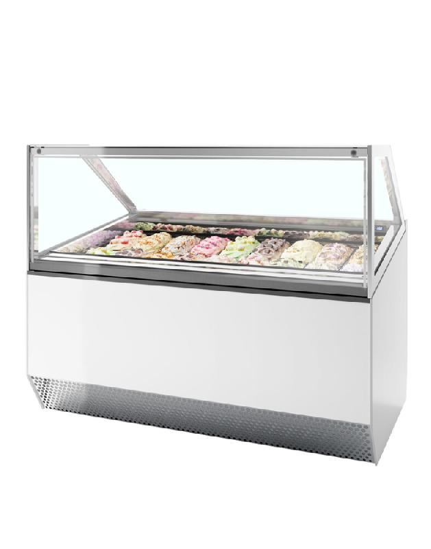 Vitrine congélateur de crème glacée blanc vitre plate - 1661x1054x1356 mm - ISA MILLENNIUM ST18 - 18 bacs Napoli - R290_0