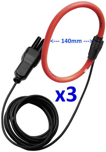 3 PINCES DE COURANT AC AMPFLEX - 100MA À 10KA, ENSERRRAGE 140MM, LONGUEUR 450MM - POU - CARFLEXA193-450-BKX3