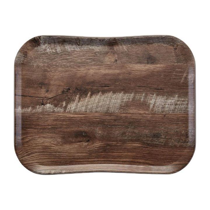 ​​​​​​​Plateau empilable (L)460 x (P)360 mm en polyester aspect naturel bois chêne foncé, CENTURY_0