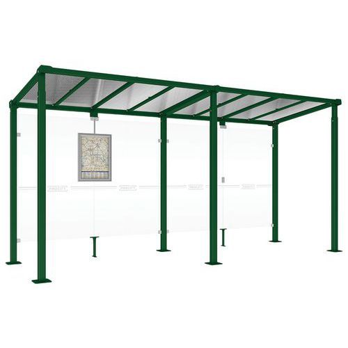 ABRI BUS MILAN 5 M SANS BARDAGES LATÉRAUX - VERT 6005 - PROCITY