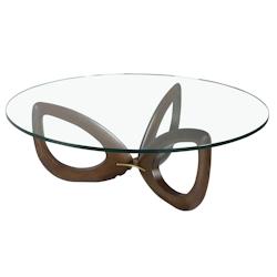AC ANGEL CERDA Angel Cerdá Table basse ronde en verre trempé et noyer 2053C Ø120 x 38 - marron Bois manufacturé 8435631002215_0