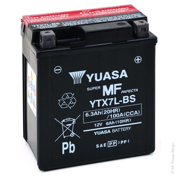 Batterie moto Yuasa YTX7L-BS - 12V 6Ah - AGM sans entretien - Pack acide inclus_0