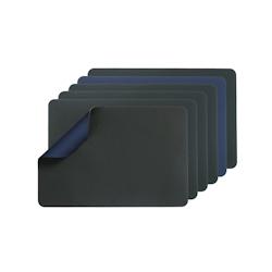 Bjorn Set de table rectangulaire réversible - 6 pièces - Cuir recyclé bleu nuit et gris anthracite - multicolore 3701488308332_0