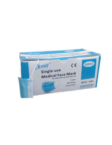 Boîte de 50 masques chirurgicaux - 3 plis - élastiques - normes EN14683:2019 + AC:2019_0