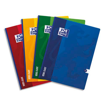 CAHIER OXFORD OPEN FLEX - RELIURE BROCHEE - 24 X 32 CM - 192 PAGES - GRANDS CARREAUX - PAPIER 90G