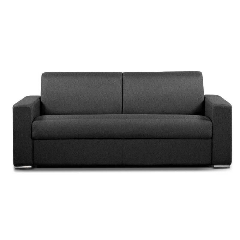 CANAPÉ CONVERTIBLE 2-3 PLACES SELECT MATELAS 16CM SOMMIER LATTES 120CM CUIR VACHETTE GRAPHITE_0