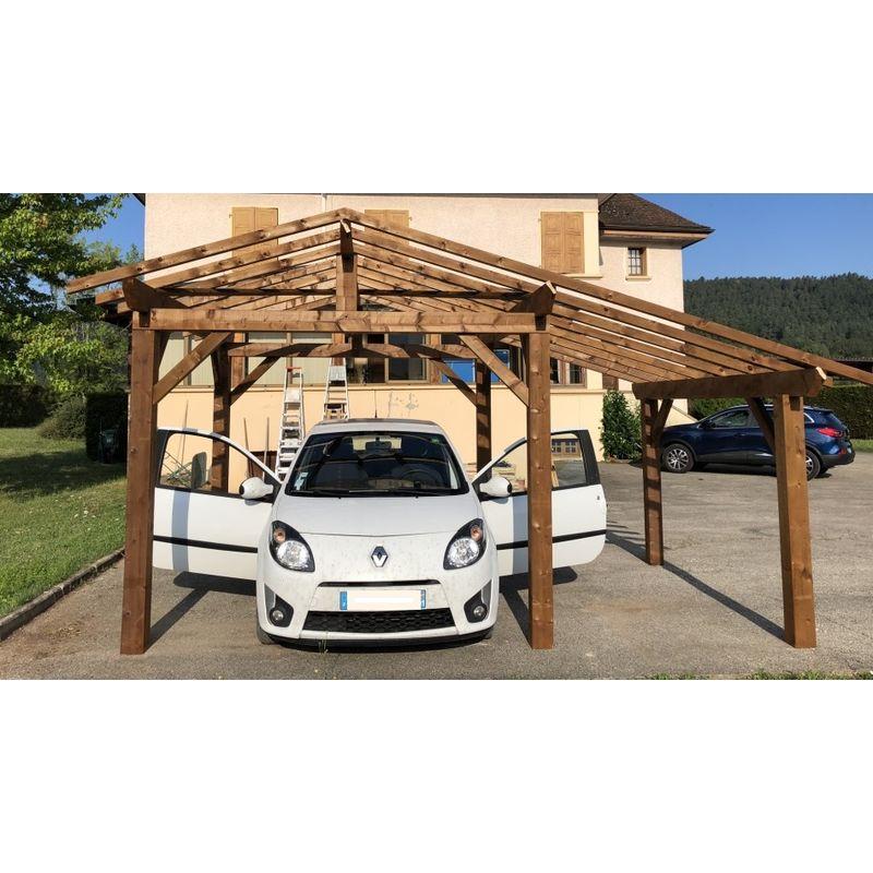 CARPORT BOIS |3.7 X 4.5 - 17.2 M² - 2 PANS