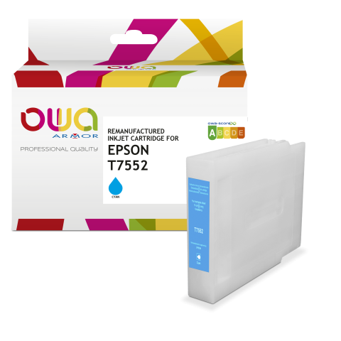 CARTOUCHE D'ENCRE REMANUFACTURÉE OWA - HAUTE CAPACITÉ - CYAN - POUR EPSON T7552 - CARTOUCHE COMPATIBLE