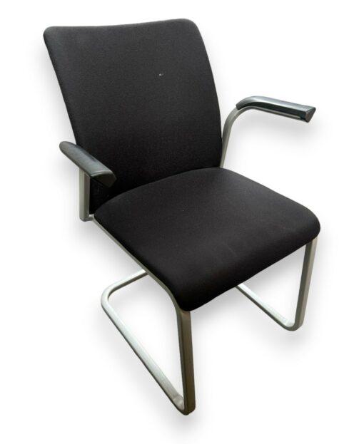 Chaise Visiteur Piètement Luge Reply - Tissu Noir et Gris d'occasion - Steelcase_0