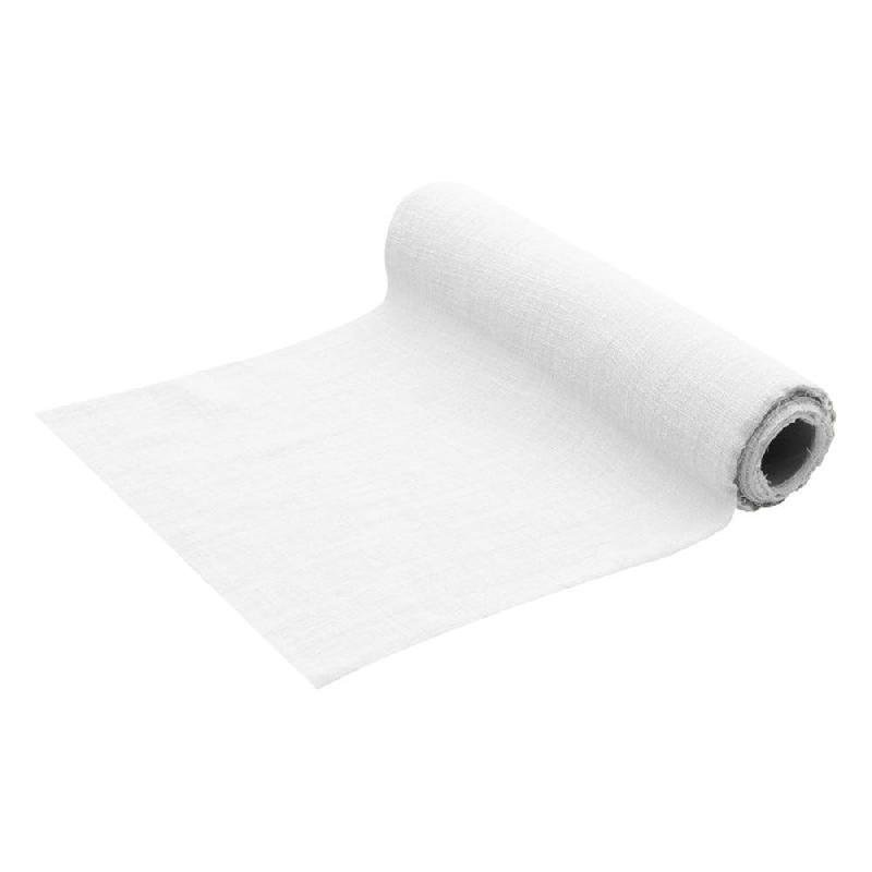 Chemin de table coton lavé blanc 30cm x 5m_0