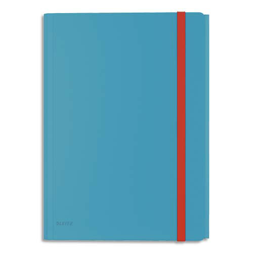 CHEMISE 3 RABATS A ELASTIQUE + POCHETTE PRESSION LEITZ COSY - POLYPROPYLENE - A4 - BLEU - LOT DE 10