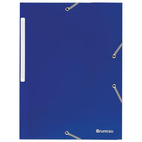 LOT DE 2 - CHEMISE À ÉLASTIQUE 3 RABATS PLASTIQUE BRUNEAU 24 X 32 CM DOS 3 CM BLEUE