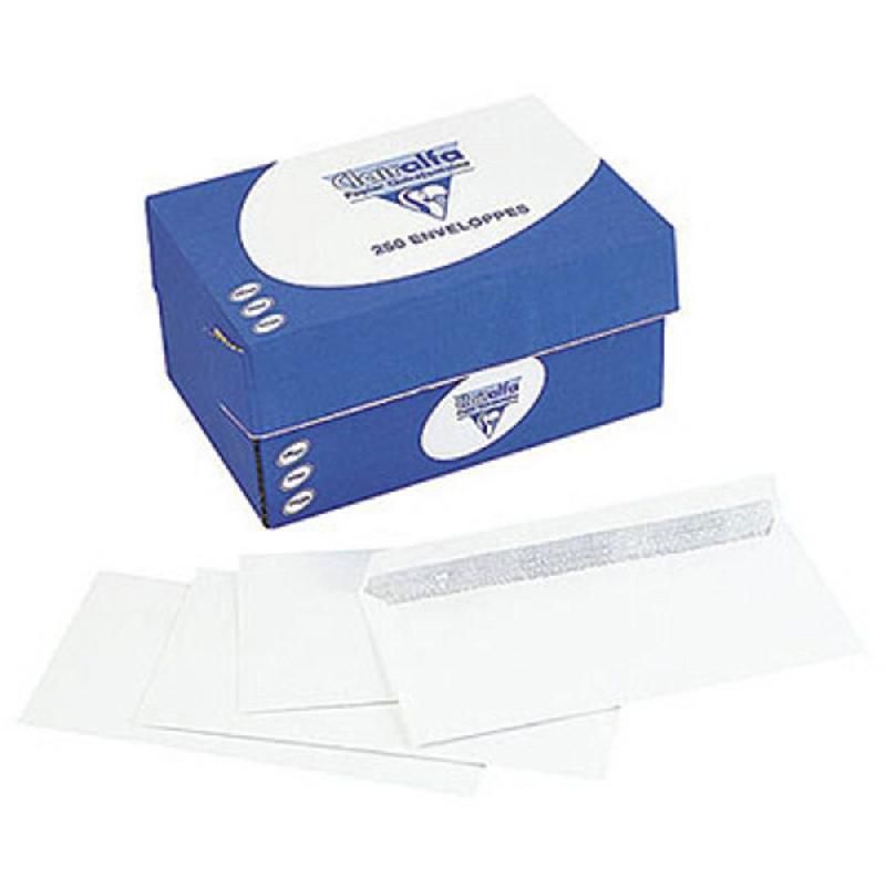 CLAIREFONTAINE BOITE DE 250 ENVELOPPES AVEC FENÊTRE CLAIRALFA - AUTO-ADHESIVES - 10X22 CM (90G/M²) - COULEUR BLANC