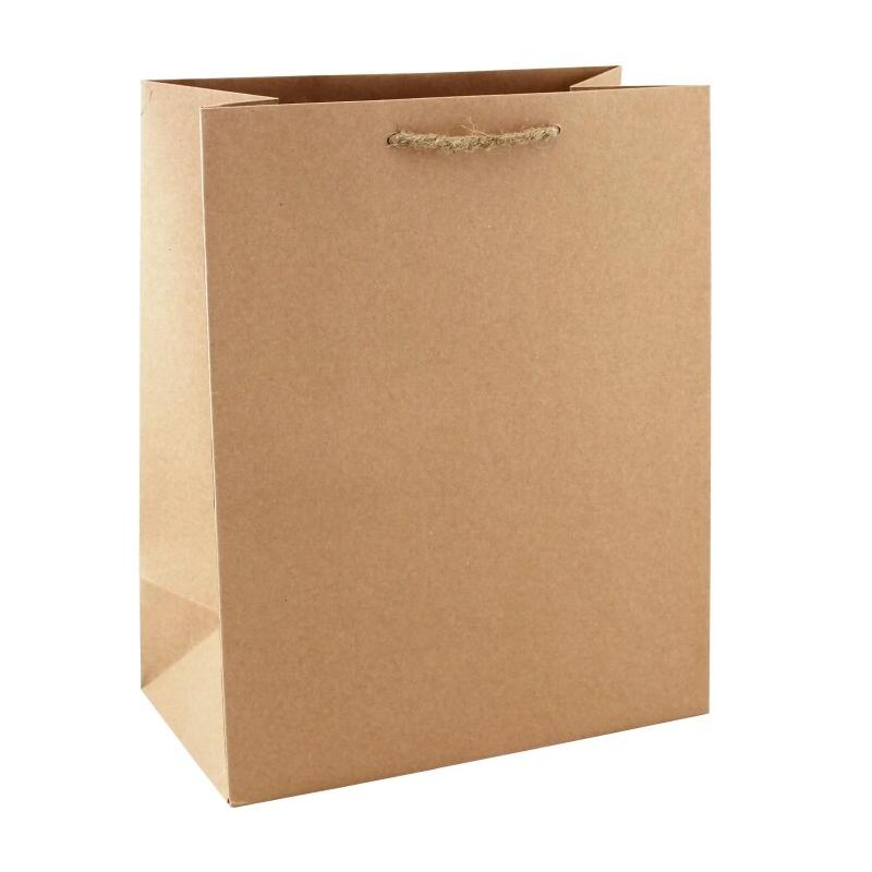 Clairefontaine Lot de 6 Sac cadeau Nature, format 26,5x14x33 cm, en kraft brut 210 g/m², poignées torsadées - 5033601514367_0