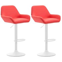CLP Lot de 2 tabourets de bar Braga en Similicuir Rouge/Blanc - rouge polyester 316083_0