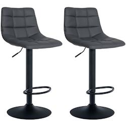 CLP Lot de 2 tabourets de bar Jerry en similicuir Gris/Noir - gris polyester 323203_0