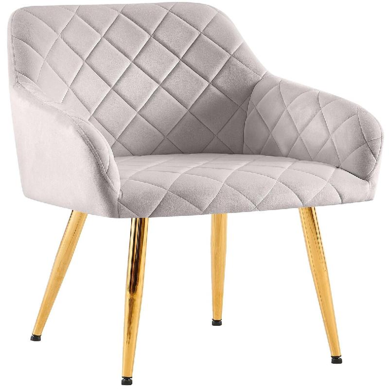 Décoshop26 - Chaise de salle à manger x1 en velours gris avec coutures décoratives en losange chic et contemporain 10_0007831 - gris 3000266327726_0
