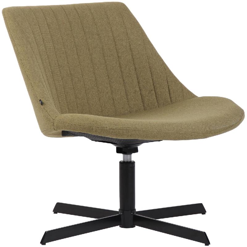 Décoshop26 - Chaise lounge design en tissu vert avec dossier à coutures verticales avec piètement étoile en métal 10_0008238 - métal 3000266545809_0
