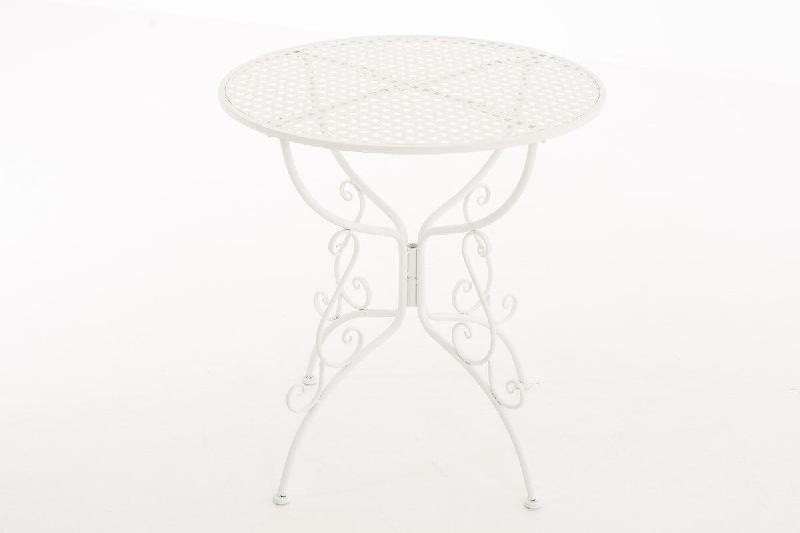 Décoshop26 - Table de jardin en fer forgé diamètre Ø 70 cm blanc MDJ10044 - 3000198949744_0
