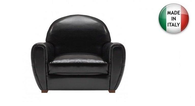 Fauteuil club noir brillant en polyuréthane - Design vintage anglais - Fabrication italienne haut de gamme_0