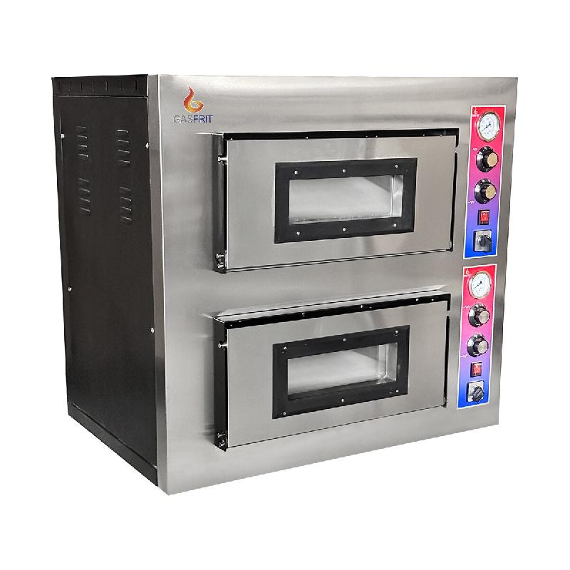 Gasfrit – Four à pizza électrique à 2 compartiments, 4+4 pizzas Ø 26 cm, avec sole en pierre réfractaire  | Température max 500 °C - gris ino_0