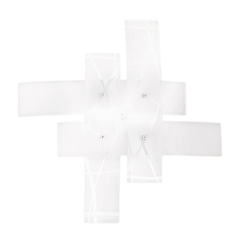 Gea Luce Frida - Applique 2 Lumières E27 En Verre Blanc Satiné - Cadre Chromé, Max 2X70W, Ampoules Exclues, Largeur 70Cm - blanc 8000000085498_0