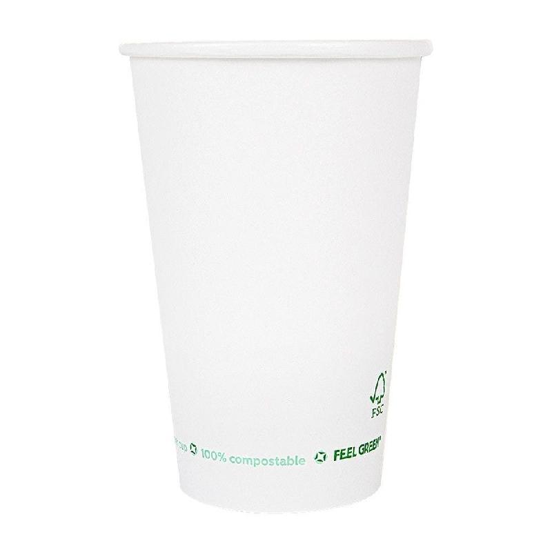 Gobelet boisson chaude Feel Green 100% compostable carton blanc 66cl - par 1000_0