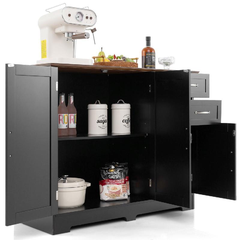 Helloshop26 - Buffet cuisine 100 x 40 x 78 cm grand espace de rangement pratique design moderne en MDF noir 20_0010796 - noir Bois manufacturé 300022_0