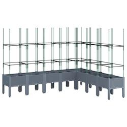 Helloshop26 - Jardinière bac lit surélevé plantes fleurs terrasse jardin avec treillis 200 x 160 x 142,5 cm PP gris 02_0038279 - 3000214161600_0