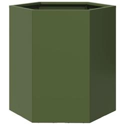 Helloshop26 - Jardinière bac lit surélevé plantes fleurs terrasse jardin olive hexagone 46 x 40 x 45 cm acier vert 02_0038710 - 3000217935659_0