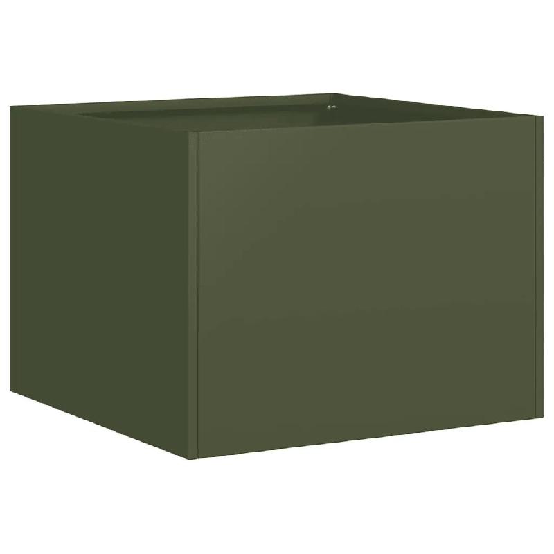Helloshop26 - Jardinière élégante fond ouvert pour balcon jardin 40 x 40 x 30 cm en acier laminé à froid vert olive 02_0051579 - vert acier 30002_0